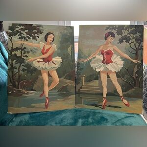A pair of vintage paint by Numbers. Ballerina, dancers. See photos for condition